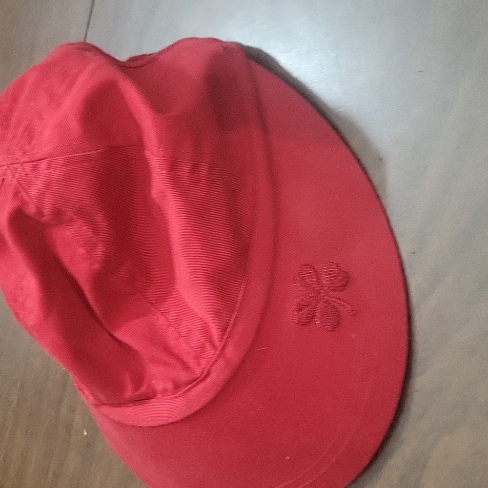 Red Bucket Hat with Embroidered Detail